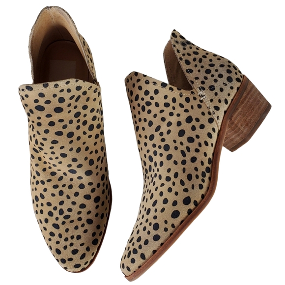 New dolce vita kasper suede leopard print slip on block heel western ankle boots - Picture 8 of 15